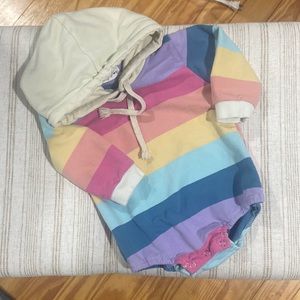 Colorful Rainbow Stripe Hoodie Romper Onesie